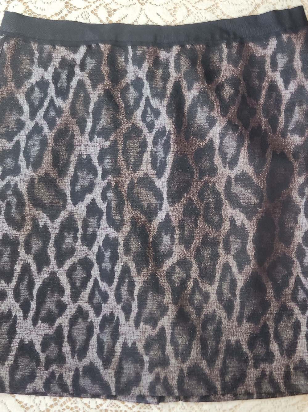 Ann Taylor NWOT Black Leopard Animal Print Pencil Skirt Size 14